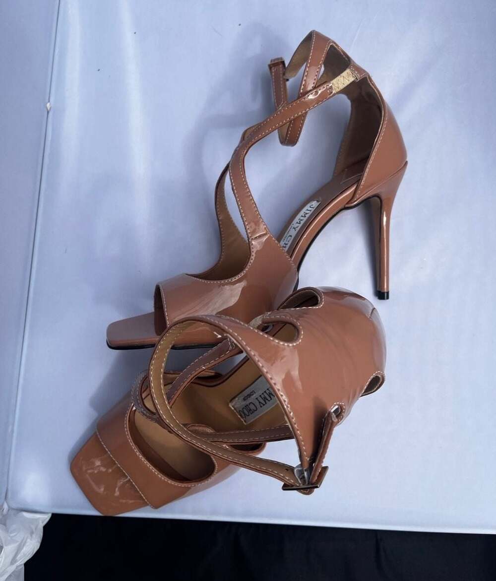 Jimmy Choo Azia Patent Leather Sandals Size 39 Nude
